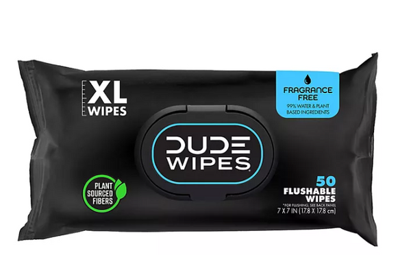 DUDE WIPES XL Flushable Wipes, Fragrance Free, 8 ct., 400 wipes