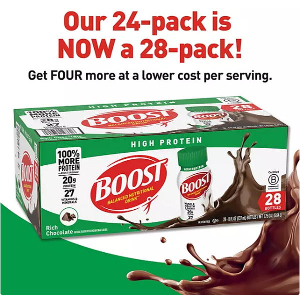 BOOST 20g High Protein Nutritional Drink, Chocolate 8 fl. oz., 28 ct.