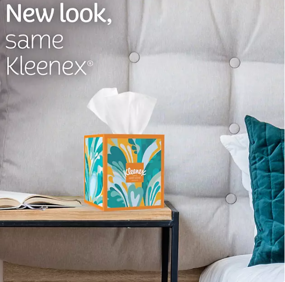 Kleenex Anti-Viral 3-Ply Facial Tissues, Cube Boxes 55 tissues/box, 12 boxes